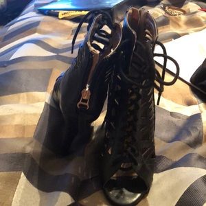 Black lace up heels